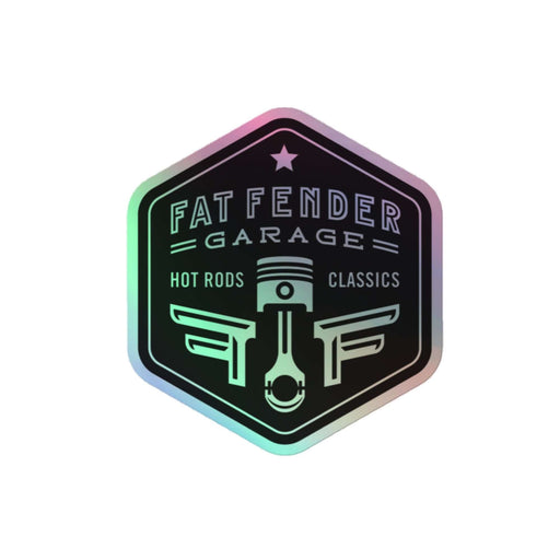 Automated Fulfillment, Dropship, DropshipOnly(NoBundle), fat fender, Fat Fender Garage, FFG, FFG coyote swap, FFG Designed, Merch, Merchandise, printful, sticker, Fat Fender Logo 4" Holographic stickers, , Fat Fender Garage, Fat Fender Garage