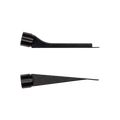 Two black vents on a white background