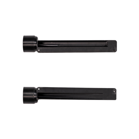 Two black vents on a white background