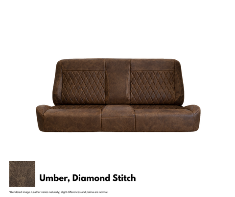 Brown leather sofa with diamond stitch pattern on a white background