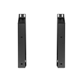 Two black metal mounting brackets shown upright on a plain white background.