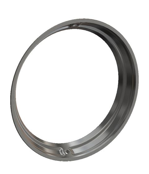 A metallic silver circular ring or wheel rim shown on a plain white background.