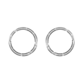 Two silver-toned circular metal rings with a textured outer edge, displayed side-by-side on a plain white background.