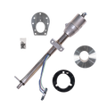 Mechanical components including a shaft, metal plates, and wiring on a white background
