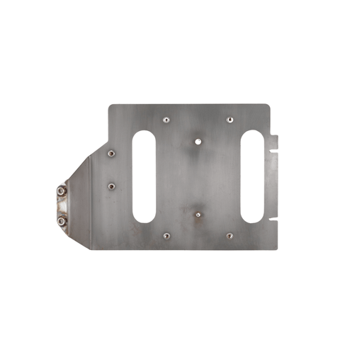 FFG steel bracket for 1967-1972 Chevy C10 Coach Controls fuse box mounting, showing under-dash design with wire pass-through holes and mounting points