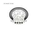 AC Hose Kit - EZ Clip components laid out on a white background, including black hoses, silver metal clips, brackets, washers, and O-rings.