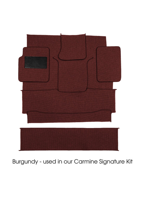 Burgundy Apex square weave pre-cut carpet kit for 1967–72 Ford F100 by Fat Fender Garage