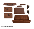 Brown leather car interior parts on a white background