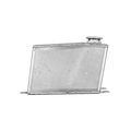 A silver metallic rectangular tank with a small cylindrical cap on one end, photographed on a plain white background.