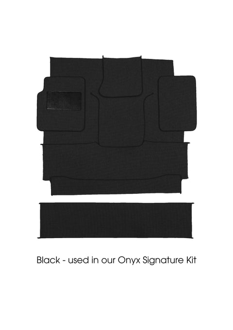 Black square weave 7-piece carpet kit for 1973–79 Ford F100 and F250 dentside trucks