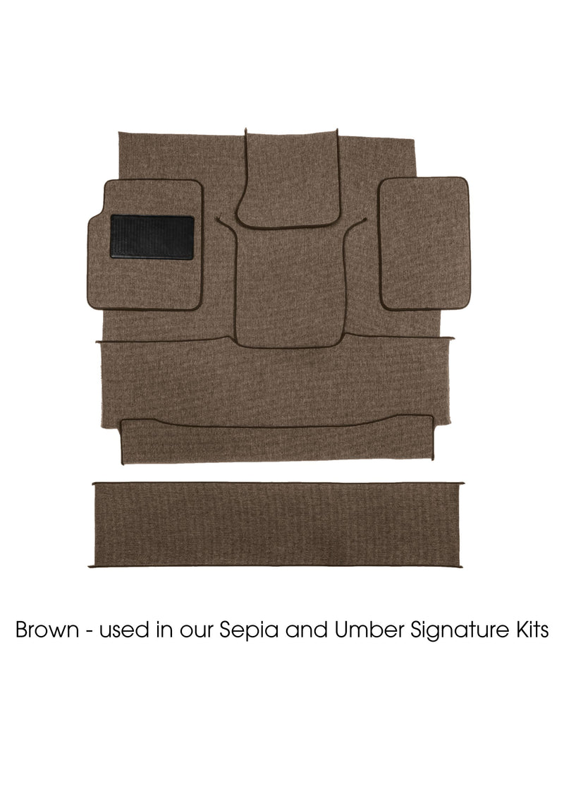 Brown square weave 7-piece carpet kit for 1973–79 Ford F100 and F250 dentside trucks
