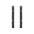 Two black metal mounting brackets shown upright on a plain white background.