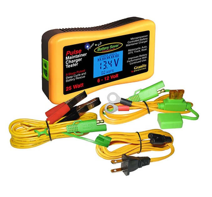 BATTERY MAINTAINER, CHARGER & PULSE CLEANER – 25 WATT (6 & 12 VOLT), 3015-LCD, The Battery Saver™ Maintainer, Charger, and Conditioner can charge a totally dead battery using a new battery rescue technology. It’s also designed for long term storage applic