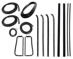 Complete Weatherstrip Seal Kit - Models With Out Weatherstrip Trim Groove And Metal Framed Door Glass, Push-On Door Seals | Chevy 1960-63