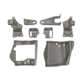 Set of metal brackets and frames on a white background