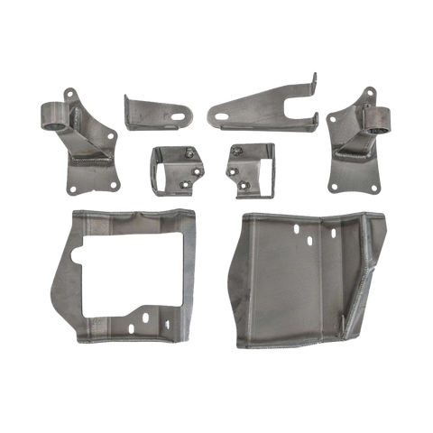 Set of metal brackets and frames on a white background