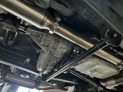Mount mount kit under vehicle view in a garage setting