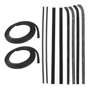 Door Weatherstrip Seal Kit, Glassruns, Beltlines and Door Seals. Models with Metal Framed Glass, Left and Right, 10 Piece Kit | Chevy 1960-63