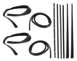 Door Weatherstrip Seal Kit, Glassruns, Beltlines (Chrome) and Door Seals. Left and Right, 10 Piece Kit | Chevy GMC 1967-72