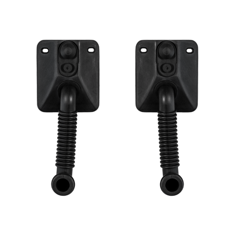 Two blacktruck door stopper switches   with threaded flexible spouts, shown side by side on a plain white background.