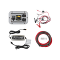 Battery charger and cables on a white background