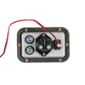 Rectangular electronic component with wires on a white background