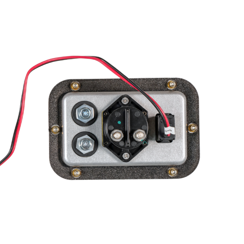 Rectangular electronic component with wires on a white background