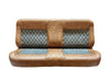 1973-79 Custom Upholstered Bolsters Bench Seat Brown and grey leather, diamond stitching
