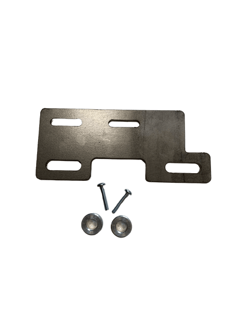 Metal bracket with screws on a black background