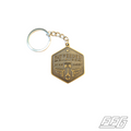 brand, bronze, copper, Fat Fender Garage, gold, hexagon, keychain, Logo, Merch, Merchandise, metal, pride, steel, Metal Hexagon Logo Keychain | Silver or Gold, Merchandise, Fat Fender Garage, Fat Fender Garage