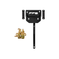 Black bracket with a mounting pole and a small gold-colored latch mechanism, shown on a solid white background.