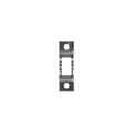 A small dark gray metal mounting bracket or hardware piece with two circular holes, centered on a plain white background.
