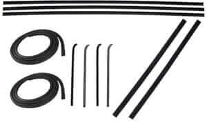 Door Weatherstrip Seal Kit, Glassruns, Beltlines and Door Seals. For Models Without Metal Framed Glass, Left and Right, 10 Piece Kit | Chevy 1960-63