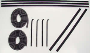 Door Weatherstrip Seal Kit, Glassruns, Beltlines and Door Seals - For Models Without Metal Framed Glass, Left and Right, 10 Piece Kit | Chevy GMC 1960-63