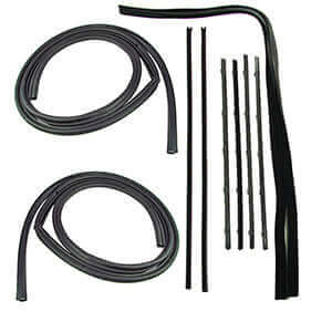 Door Weatherstrip Seal Kit, Glassruns, Beltlines (Black) and Door Seals. Left and Right, 10 Piece Kit | Chevy GMC 1967-1972