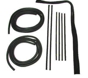 Door Weatherstrip Seal Kit, Glassruns, Beltlines (Chrome) and Door Seals. Left and Right, 10 Piece Kit | Chevy GMC 1967-1972