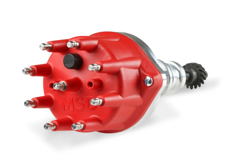 Pro-Billet Distributor, Small Red Cap, Steel Gear — Ford 289-302