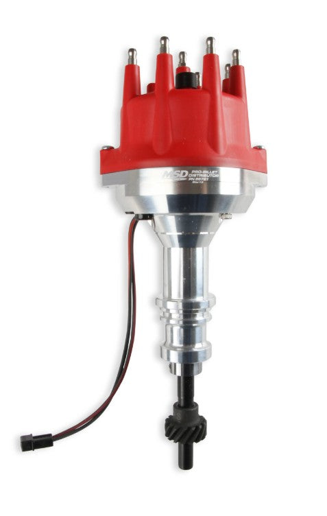 Pro-Billet Distributor, Small Red Cap, Steel Gear — Ford 289-302