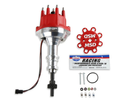 Pro-Billet Distributor, Small Red Cap, Steel Gear — Ford 289-302