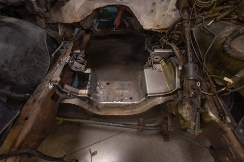 Installed motor mount kits in a garage setting