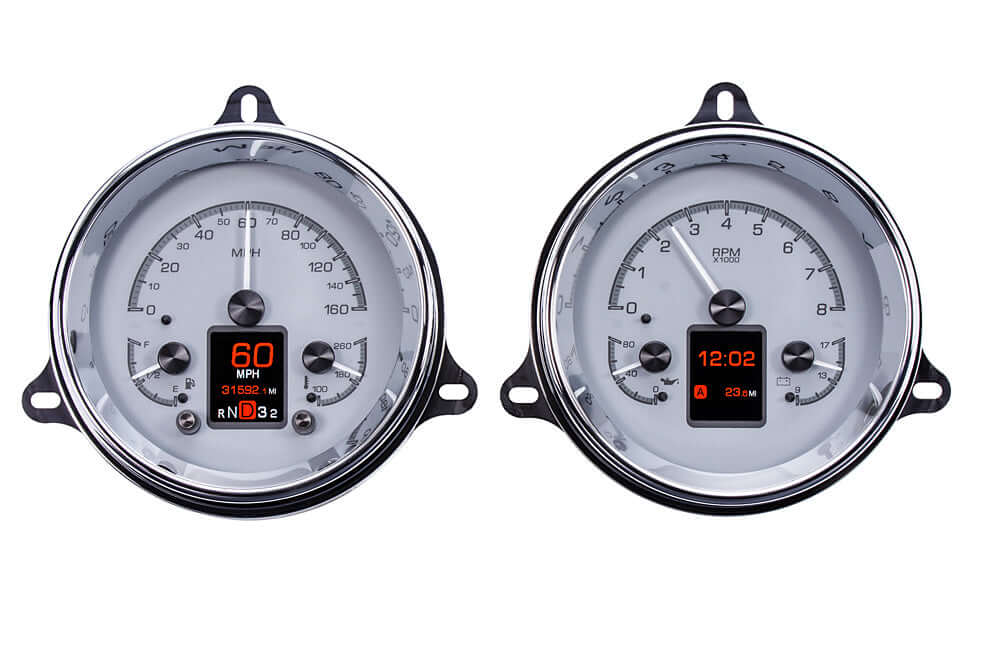 HDX Instrument Gauge System | Chevy/GMC Pickup (1947-53), HDX-47C-PU-K, Don’t settle for adapter rings and tiny round gauges crammed inside, go for a direct drop-in solution instead! Chrome plated, machined aluminum instrument housings replace the stock b