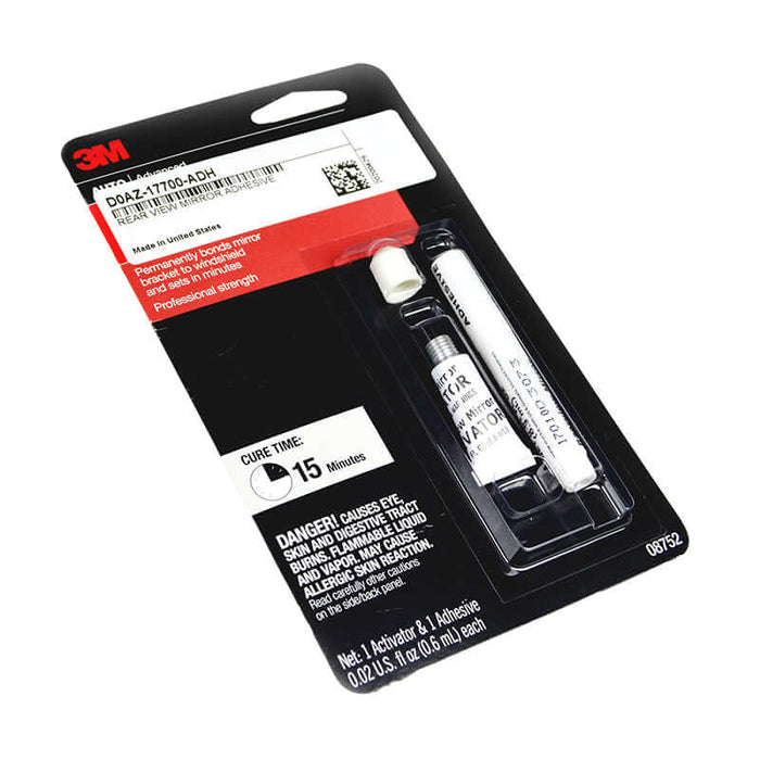 Rear View Mirror Bracket Adhesive, D0AZ-17700-ADH, Details • Bonds inside rear view mirror brackets to windshield. • (1) Activator and (1) Adhesive •Professional Strength - Cures in 15 minutes. Not Eligible for International Shipping.