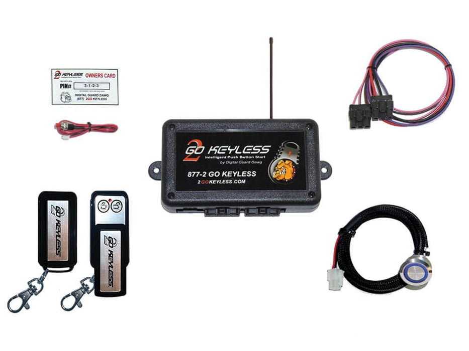 PBS-II Keyless Ignition Kit, PBS-II, The PBS-II Push Button Start system expands your possibilities with 5 programmable output channels to remotely control power locks, shaved doors, power windows and remote trunk release all from a single iTag transmitte