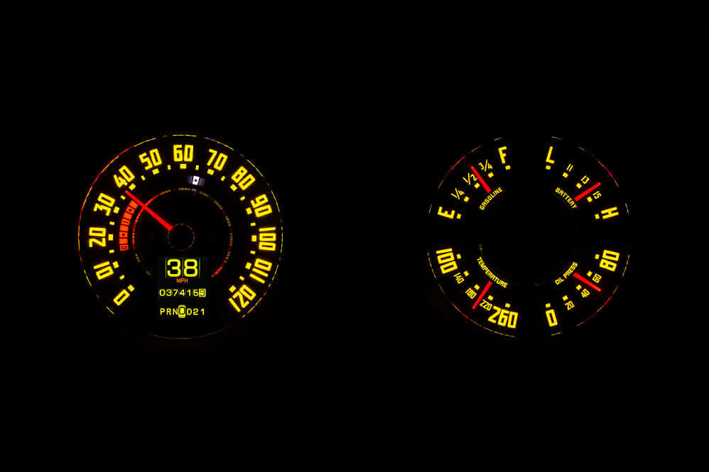 RTX Instrument Gauge System | Chevy/GMC Pickup (1947-53), RTX-47C-PU-X, Stunning dual-round arrangement features chrome-plated billet aluminum bezels with a decidedly stock look! The OEM-styled 120mph speedometer is not alone; there’s bar-type tachometer