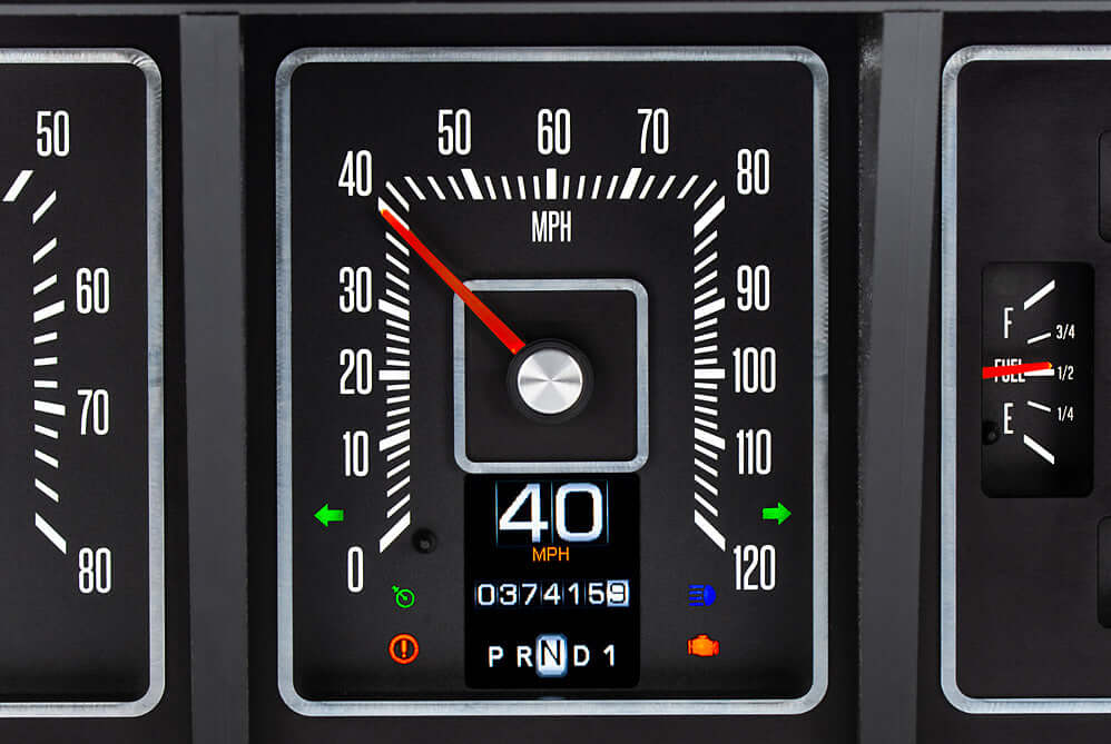 RTX Instrument Gauge System | Ford Pickup (1973-79) and Ford Bronco (1978-79), RTX-73F-PU-X, A drop in replacement for 1973-79 Ford pickups as well as 1978-79 Broncos, this kit has the look of the stock instrumentation but the capabilities of a late model
