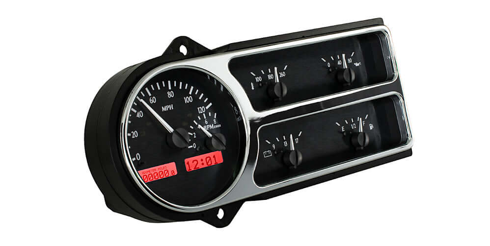 VHX Instrument Gauge System | Ford Pickup (1948-50), VHX-48F-PU-K-R, We didn’t forget about the first generation F-Series! Fitting into the stock dash of 1948-50 Ford F-1 pickups, the billet aluminum bezel has been precision machined and chromed to perfec