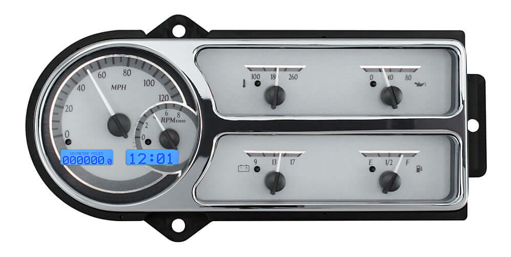 VHX Instrument Gauge System | Ford Pickup (1948-50), VHX-48F-PU-S-B, We didn’t forget about the first generation F-Series! Fitting into the stock dash of 1948-50 Ford F-1 pickups, the billet aluminum bezel has been precision machined and chromed to perfec