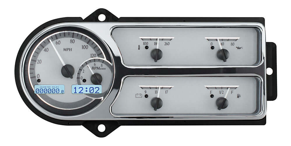 VHX Instrument Gauge System | Ford Pickup (1948-50), VHX-48F-PU-S-W, We didn’t forget about the first generation F-Series! Fitting into the stock dash of 1948-50 Ford F-1 pickups, the billet aluminum bezel has been precision machined and chromed to perfec