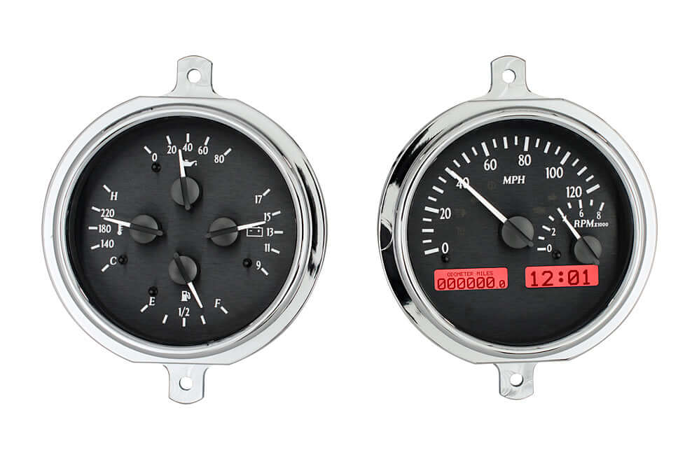 VHX Instrument Gauge System | Ford Pickup (1951-52), VHX-51F-PU-K-R, Is your F1 hittin’ the streets with crumbling, stock gauges? There is no excuse now that these billet aluminum bodies are wrapped around precision stepper motors with blue, red or white