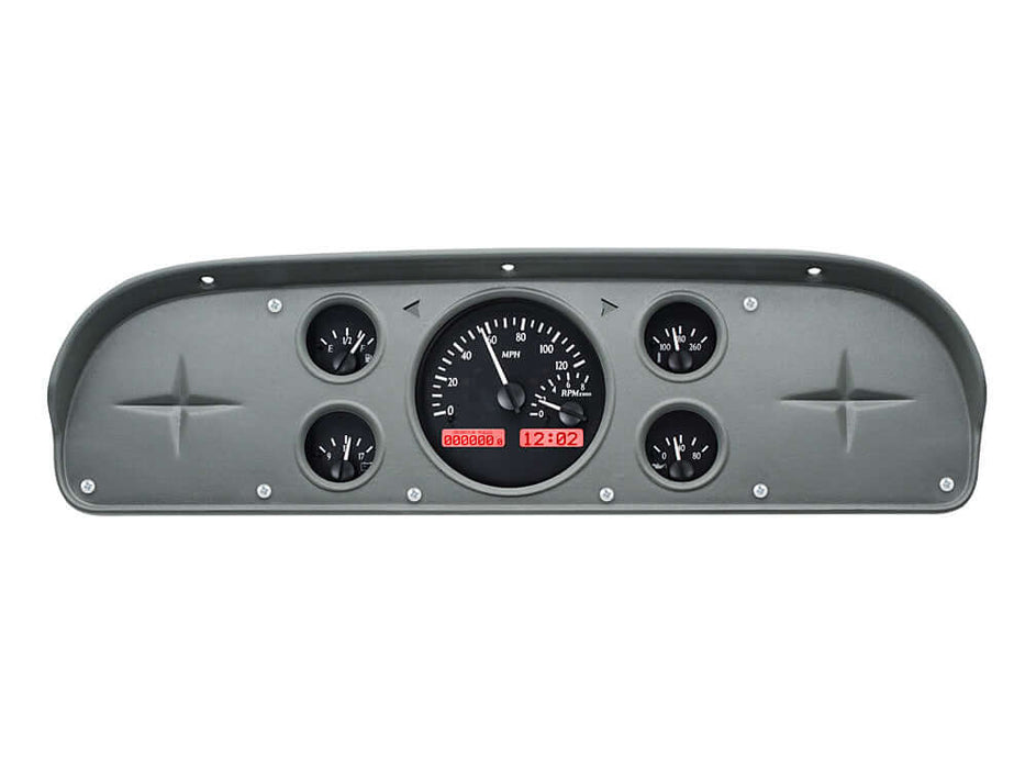 VHX Instrument Gauge System | Ford Pickup (1957-60), VHX-57F-PU-K-R, 1957 brought us the first fleetside Ford pickup, along with a new dash. The small instrument cluster is just begging for an upgrade, and this direct-fit package is just the ticket! Use y